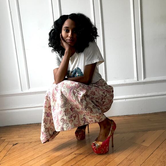 60s LANVIN Maxi Skirt Vintage Paisley Wool 27.5" Waist Size 42 Brocade Paris - Picture 7 of 11